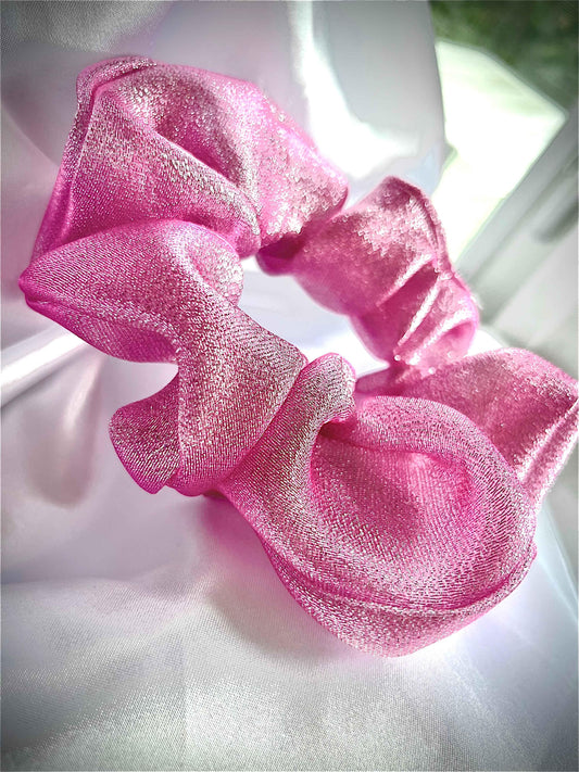 Pink Metalic Sheer Fabric for Stunning Designs and Creations - CertifiedScrunchies Incfront view