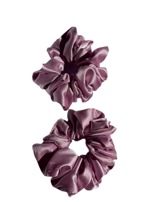 Pink Satin Mini Scrunchie - Stylish and Soft Hair Accessory - CertifiedScrunchies Incfront view