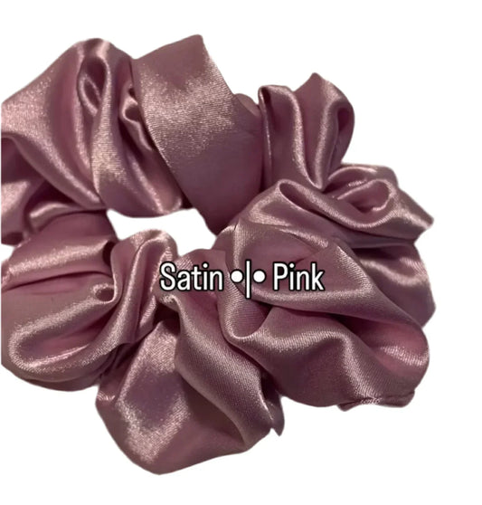 Pink Satin Scrunchie for Effortless Style and Hair Care - CertifiedScrunchies Incfront view