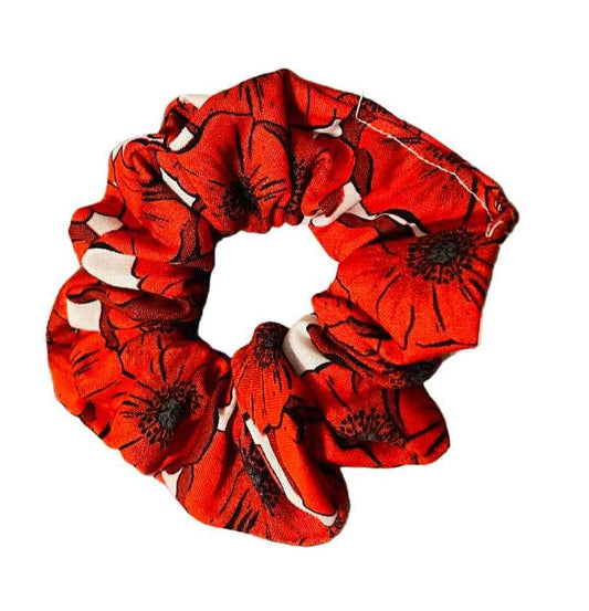 Poppy Flower Scrunchie for Stylish Hair Accessories - CertifiedScrunchies Incfront view