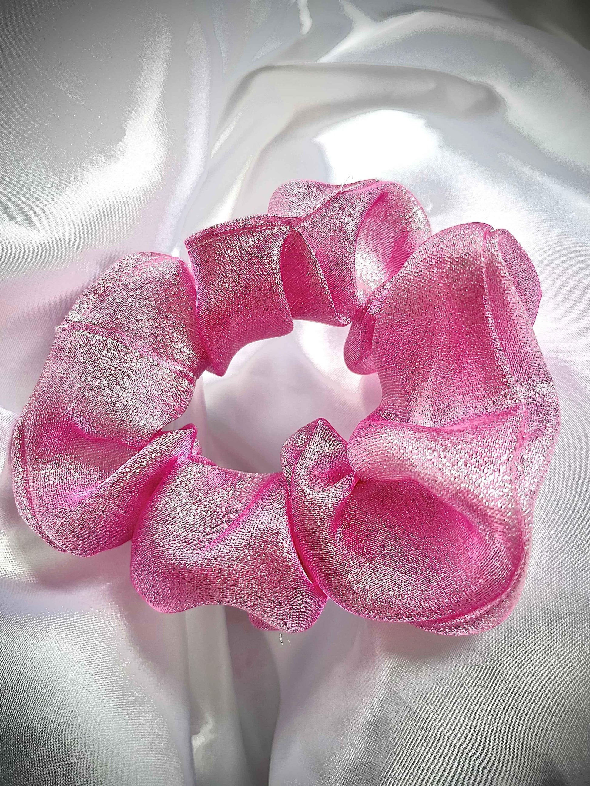 Pink Metalic Sheer Fabric for Stunning Designs and Creations - CertifiedScrunchies Incfront view