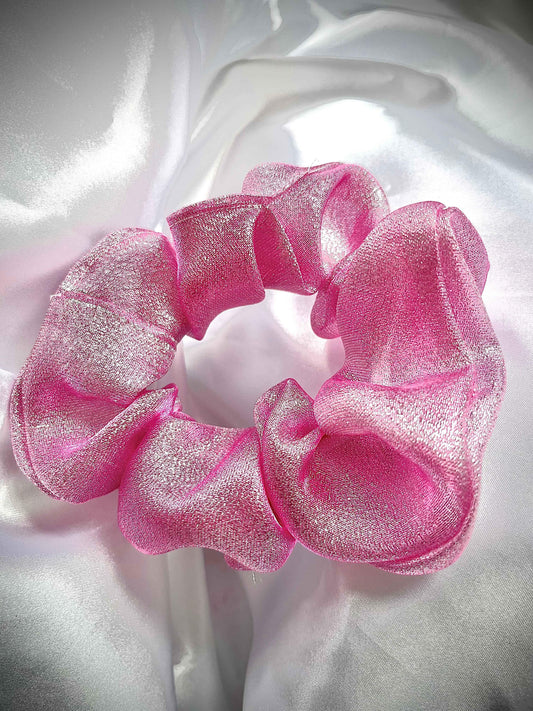 Pink Metalic Sheer Fabric for Stunning Designs and Creations - CertifiedScrunchies Incfront view