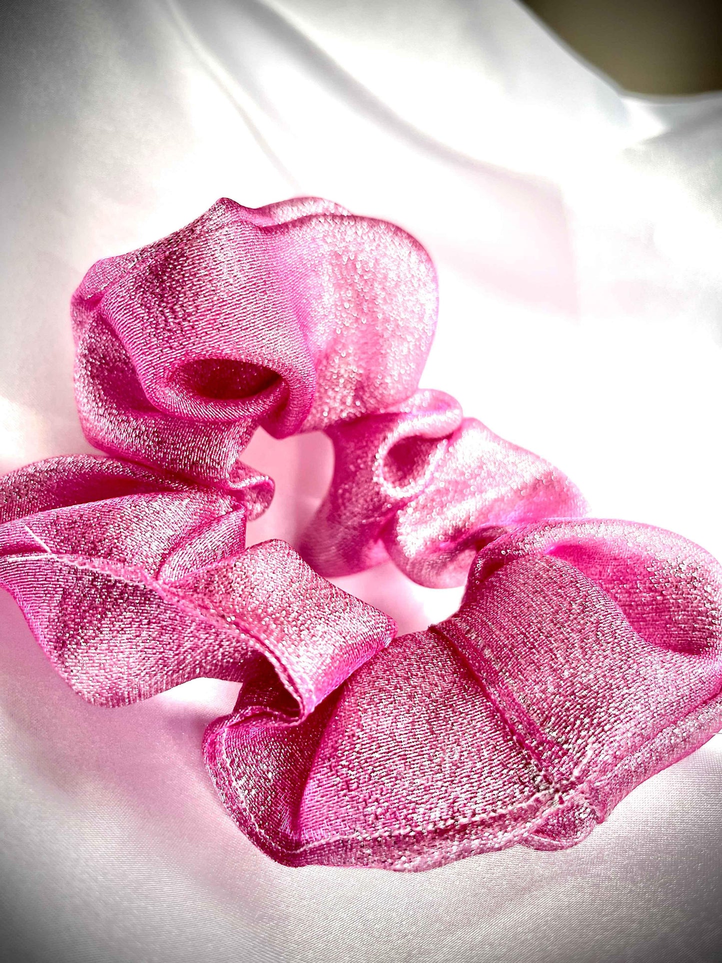 Pink Metalic Sheer Fabric for Stunning Designs and Creations - CertifiedScrunchies Incfront view