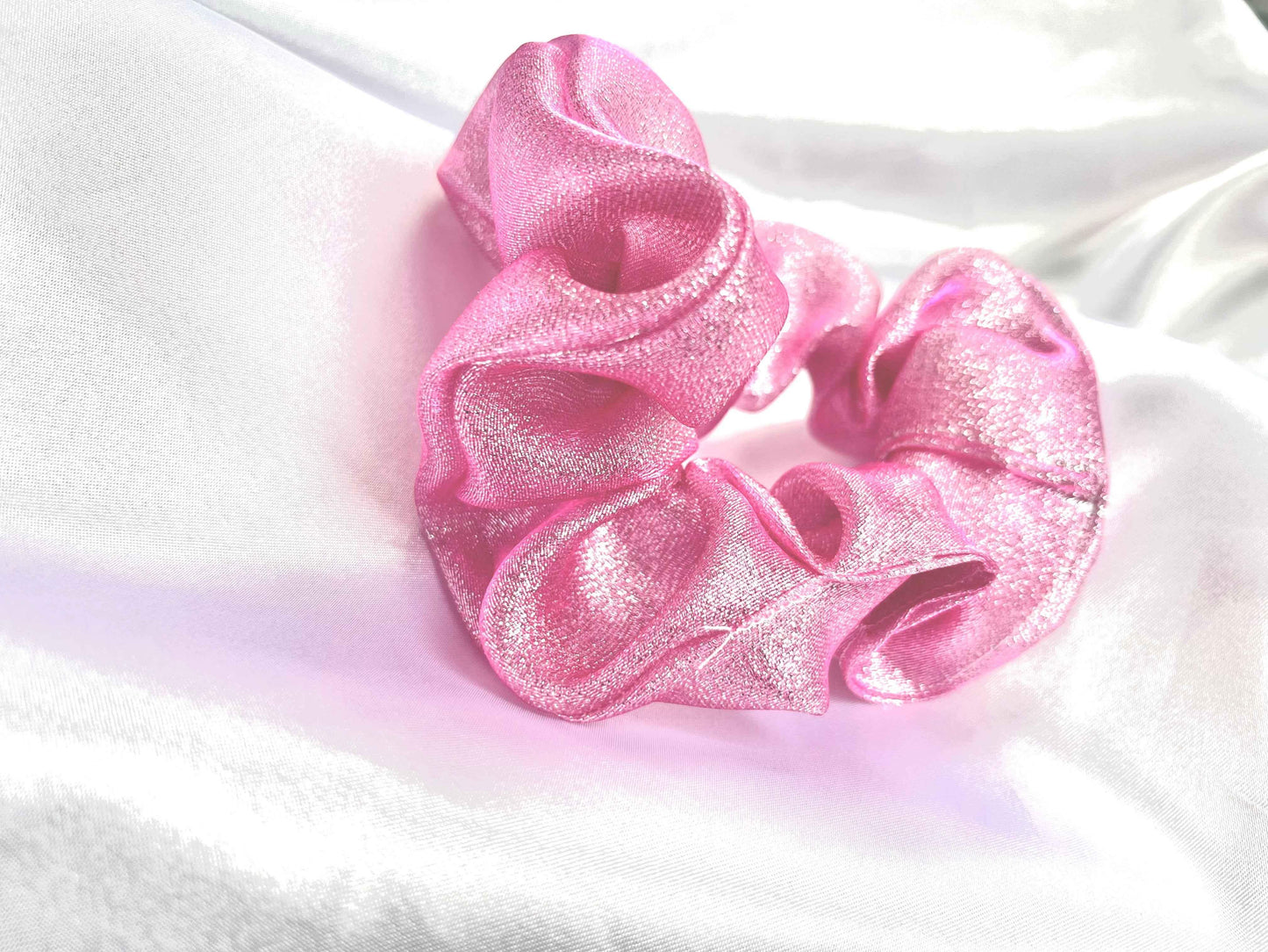 Pink Metalic Sheer Fabric for Stunning Designs and Creations - CertifiedScrunchies Incfront view