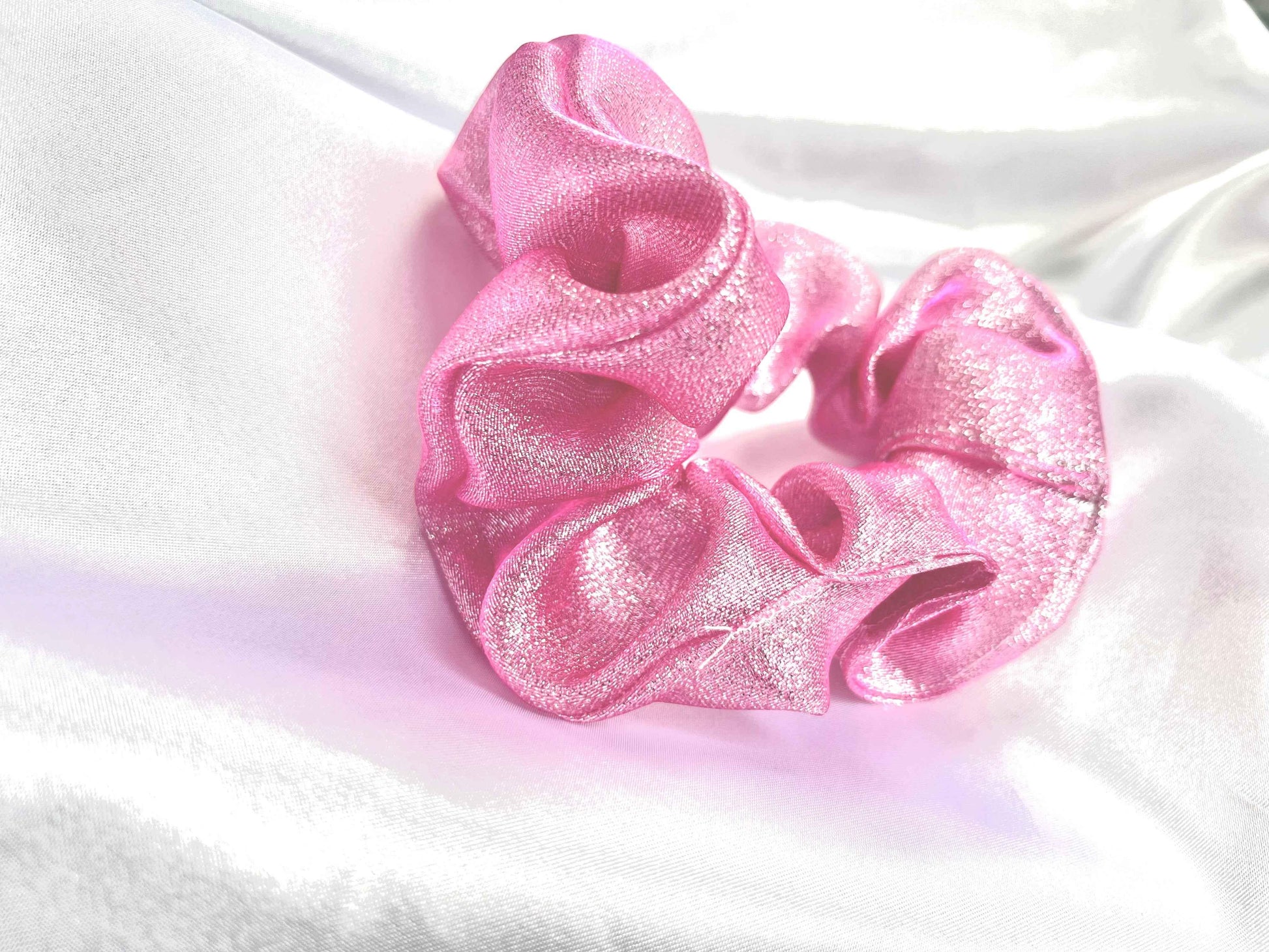 Pink Metalic Sheer Fabric for Stunning Designs and Creations - CertifiedScrunchies Incfront view