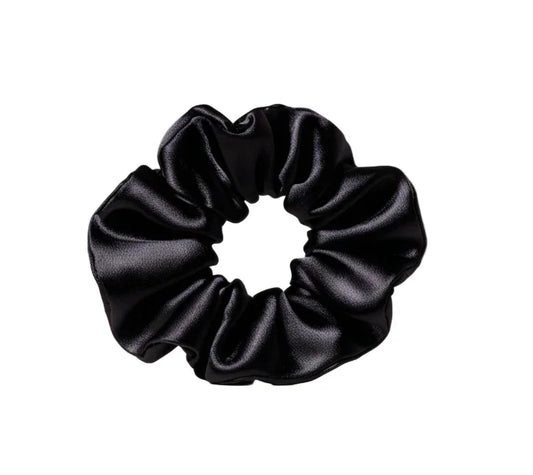 Satin Black Scrunchie - Luxurious Style for Effortless Hair Fashion - CertifiedScrunchies Incfront view