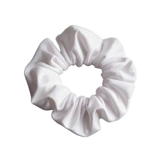 White Cotton Scrunchie - CertifiedScrunchies Inc front view